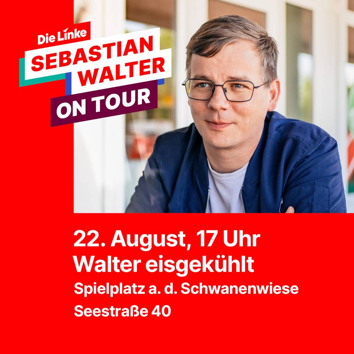 Sebastian Walter - Spitzenkandidat der Linken zur Landtagswahl Brandenburg am 22.September zu Gast am Scharmützelsee in Bad Saarow. 